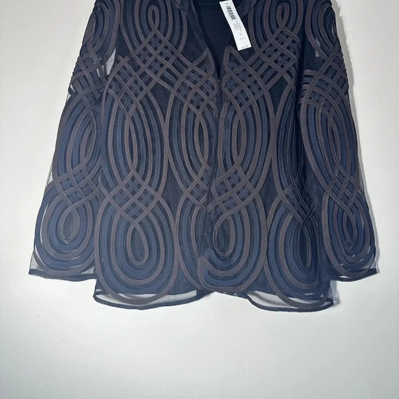 Chico’s travelers Neutral Swirl strip jacket brown navy size 1 8/10 NWT - Picture 9 of 13